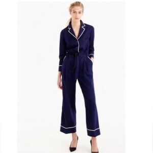 JCREW Collection tipped wool flannel jumpsuit Size 4